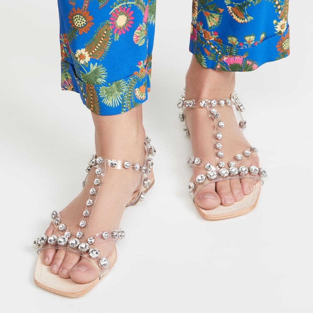 Jeffrey Campbell Amaryl Rhinestone Embellished Clear Sandals